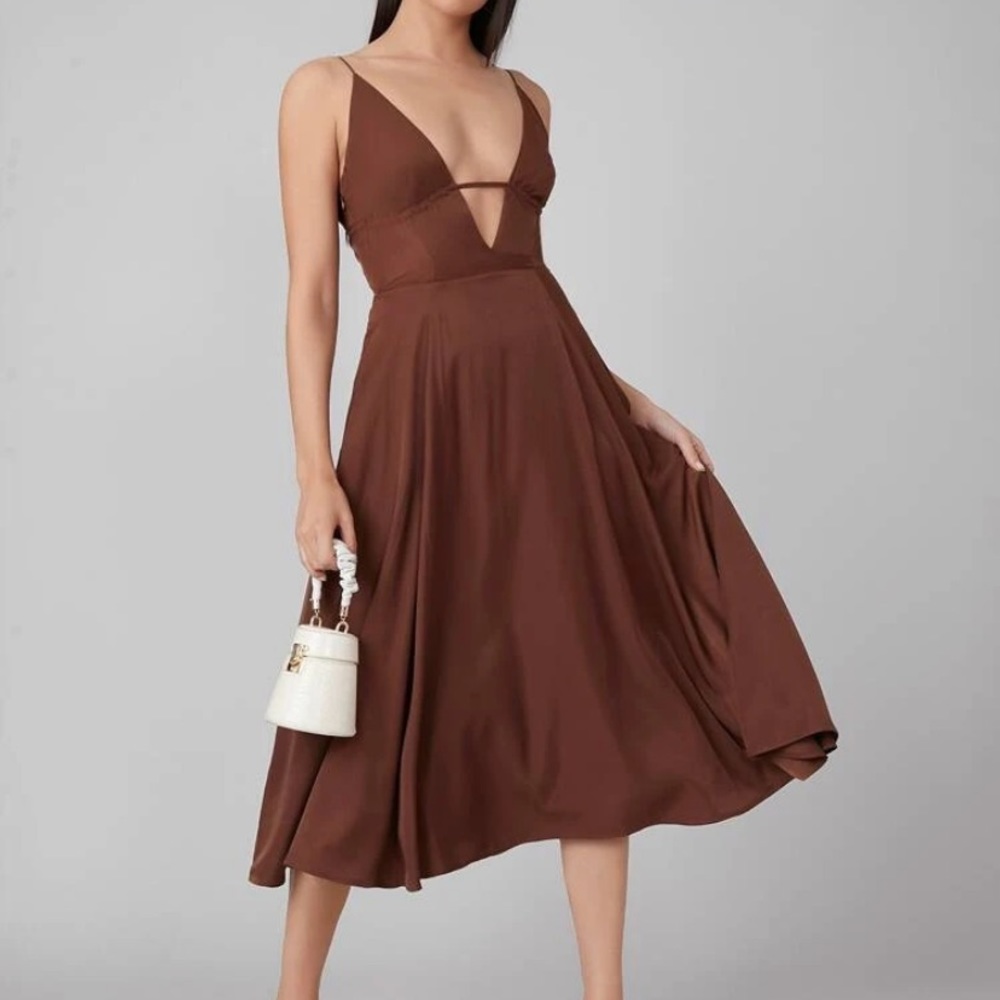 Plunging neck slip dress. MIDI